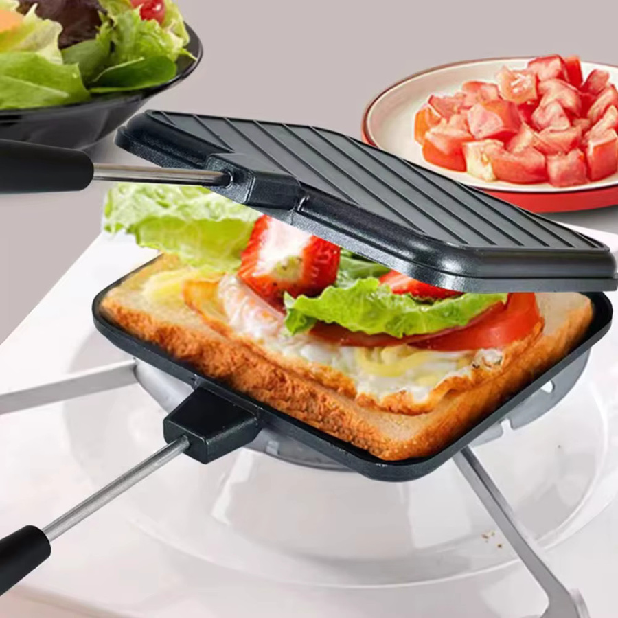 FEB.WIND Sandwich-Backform in Schwarz, multifunktionale doppelseitige Backform für Frühstück, Pfannkuchen und Omeletts, ideal für Camping und Grillen - Bild 4