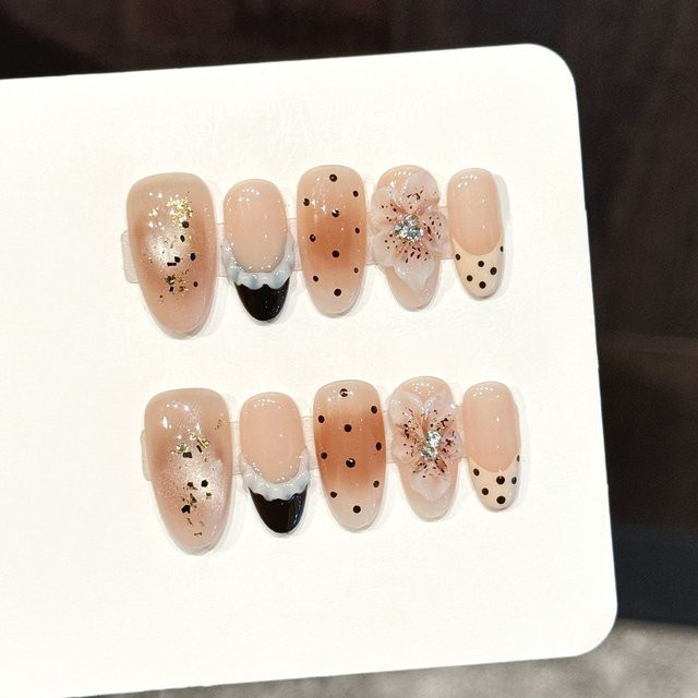 YADORNOS Künstliche Nägel, Oval, Nude-Pink, Glänzend, Damen, 10 Stück - Bild 1