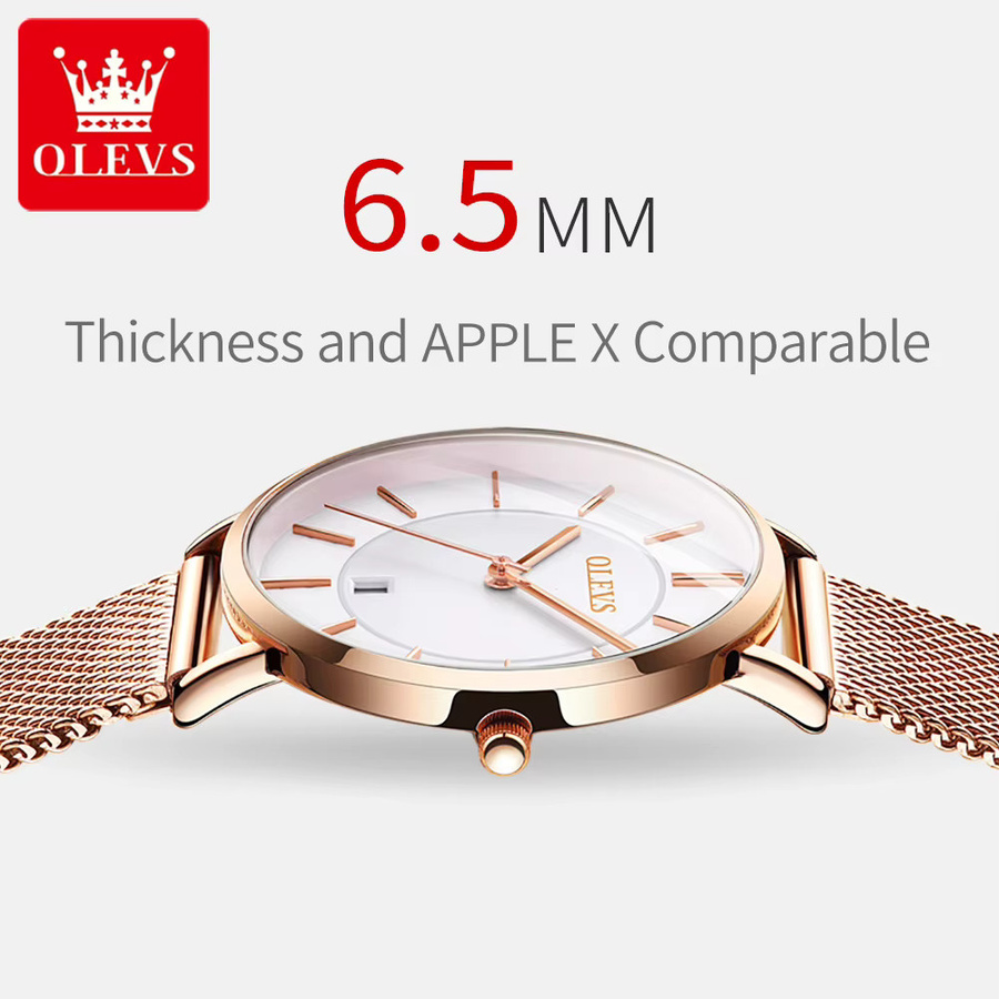 Olevs Armbanduhr Quarz, Edelstahl, Roségold, Damen - Bild 4