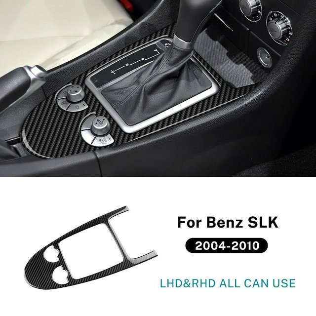 Auto Gallery Weicher Kohlefaser Zieraufkleber für Mercedes Benz SLK R171 Mittelkonsole und Schalthebel in Grau - Bild 1