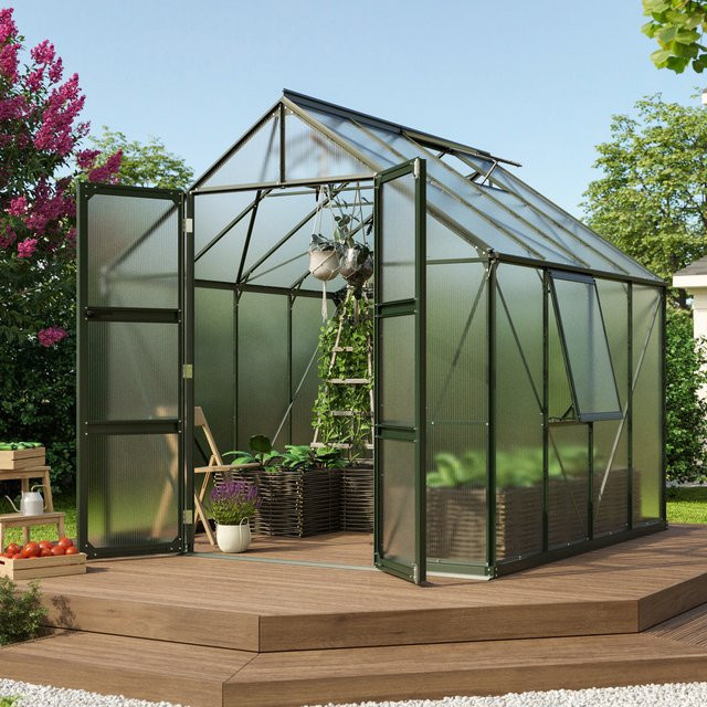 Vitavia Gewächshaus Olymp 6700 in Smaragd mit Polycarbonat-Platten und Fundamentrahmen - Bild 1