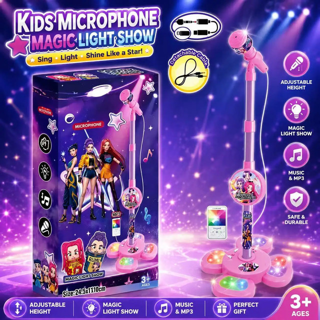 Bandai Hexenjäger-Mikrofon, Fantasy, mit verstellbarem Ständer, LED-Lichtern, MP3-Wiedergabe, Karaoke, ab 3 Jahren - Bild 1