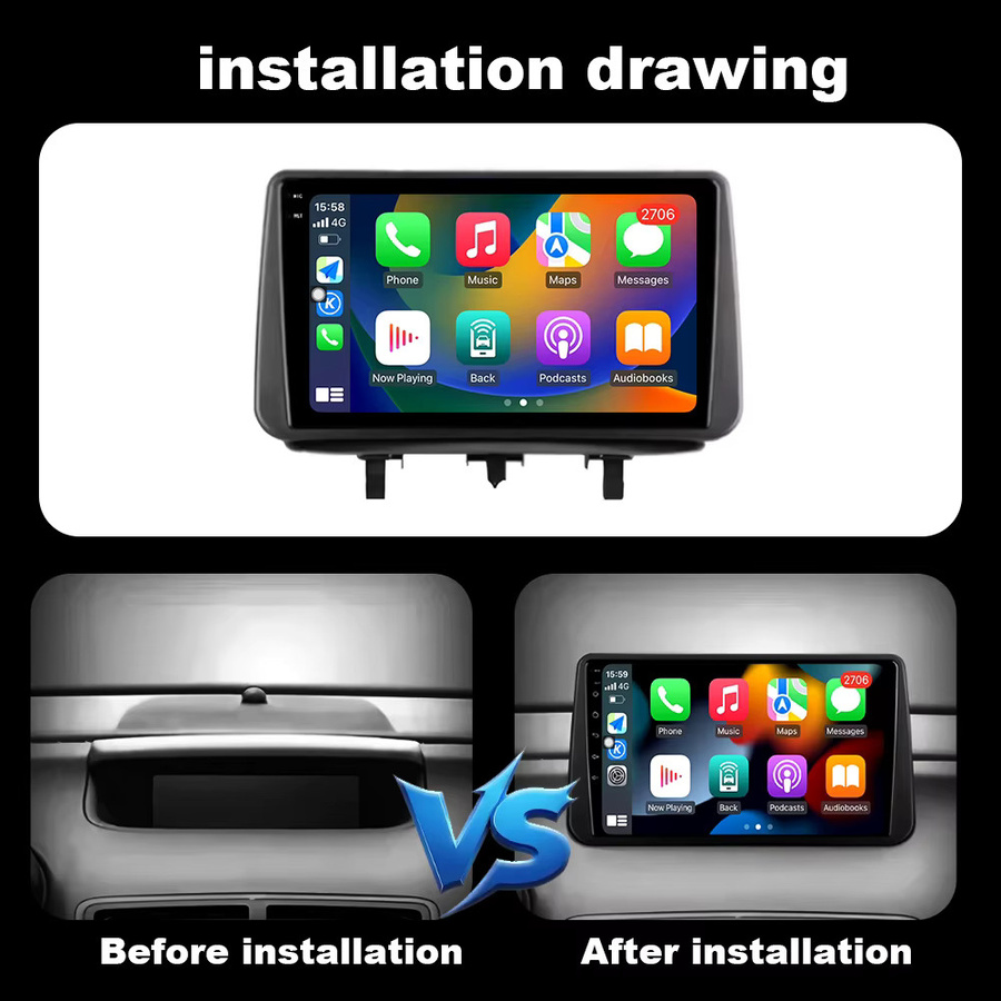 KJ-NAVI Android 14 Autoradio mit kabellosem CarPlay und GPS Navigation für Opel Meriva B 2009 - 2014 in Schwarz - Bild 3