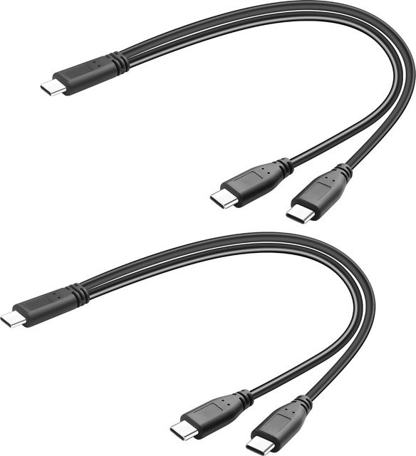 UpperFu 2er-Pack USB Typ C auf Dual USB Typ C 2 in 1 Splitter Y-Adapter zum Laden von Tablets, Schwarz - Bild 1