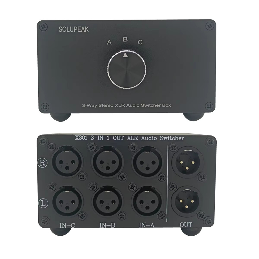 SOLUPEAK 3 in 1 Audio Switcher XLR Stereo Balance Signal Selector Splitter, Schwarz - Bild 3