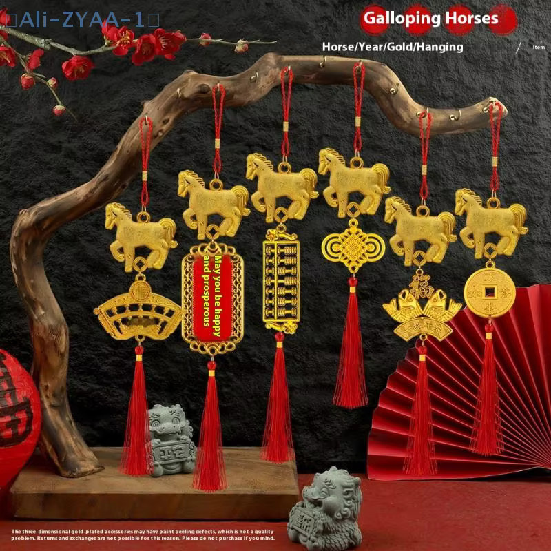 ZYAA-1 Chinesische Party-Hängedekoration mit Mondpferd-Motiv und Bonsai-Anhänger in Gold für das Frühlingsfest 2026 - Bild 2