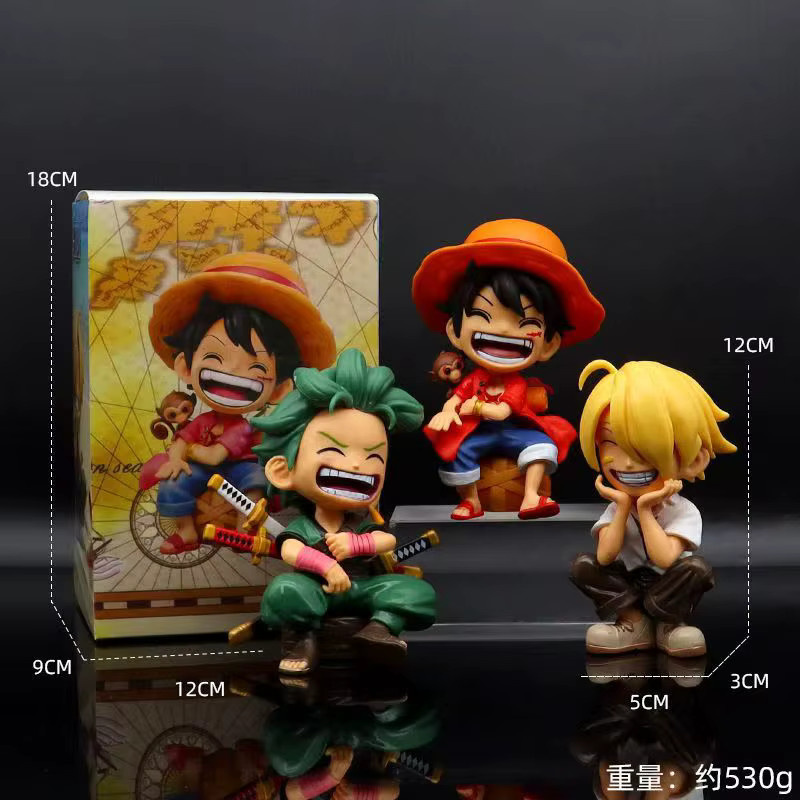 Bandai One Piece Anime Figur Luffy und Zoro sitzend Q-Version Multicolor Desktop Ornament - Bild 2