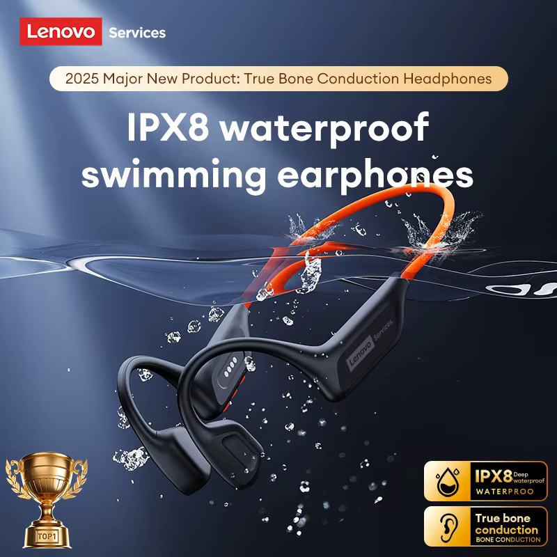 Lenovo S106 True Bone Conduction Headset Bluetooth 6.0 IPX8 wasserdichte Kopfhörer mit 32 GB MP3-Speicher und Mikrofon in Schwarz oder Orange - Bild 2
