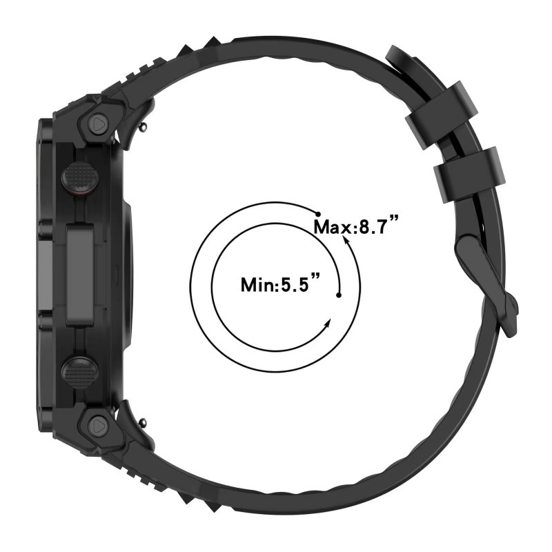Huami Uhrenarmband Silikon, Schwarz, Unisex, 48 mm - Bild 2