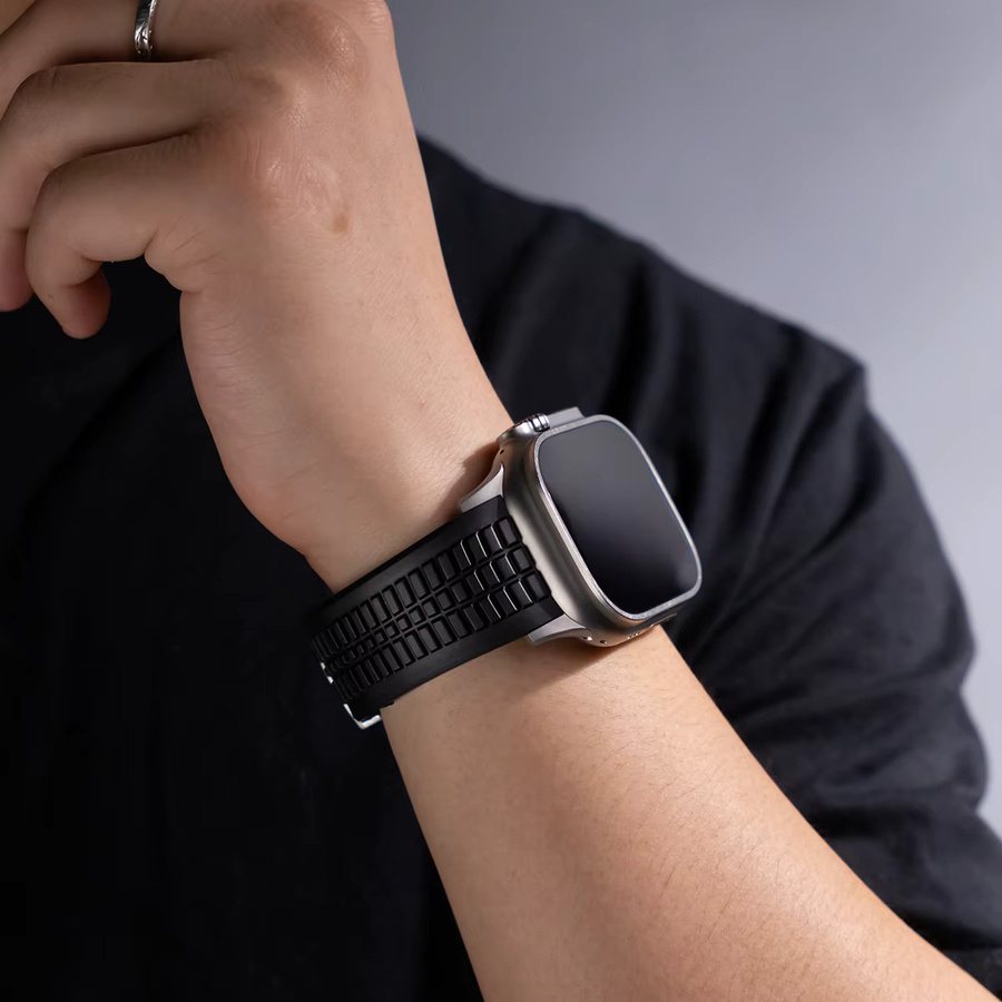CAOWTAN Uhrenarmband Gummi, Schwarz, Unisex - Bild 2