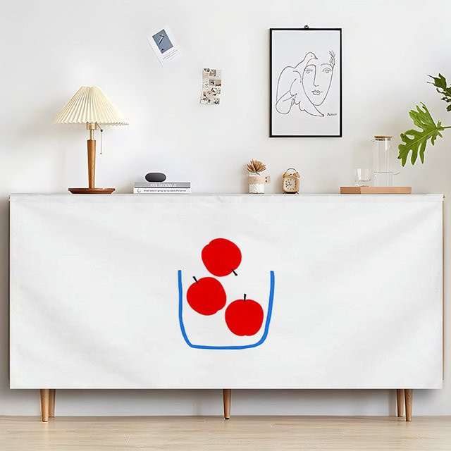 VIKAMA Vorhang mit Apfel-Print und Klettverschluss in Weiß für Schrank und Sideboard - Bild 1