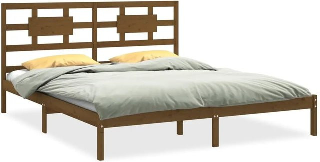 vidaXL Massivholzbett aus Kiefer in Honigbraun B/T/H: 200 x 200 x 205,5 cm - Bild 1