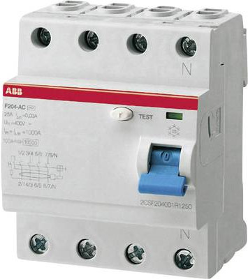 ABB FI-Schutzschalter RCD 4-polig 25 A 230 V/AC 400 V/AC 2CSF204101R1250 - Bild 1