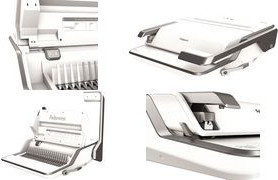 Fellowes 3-in-1 Multifunktions-Bindegerät Lyra zum Binden, Heften und Lochen für DIN A4, weiß/silber, B: 42,3 cm, T: 39,5 cm, H: 15,3 cm - Bild 1