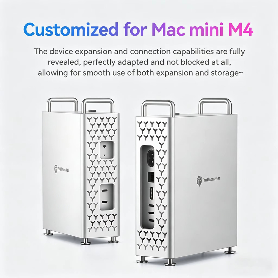 Yottamaster MiniPro Docking Station für Mac Mini M4, 10Gbps NVMe M.2 SSD Erweiterung und SD/TF Kartenleser, Silber - Bild 3