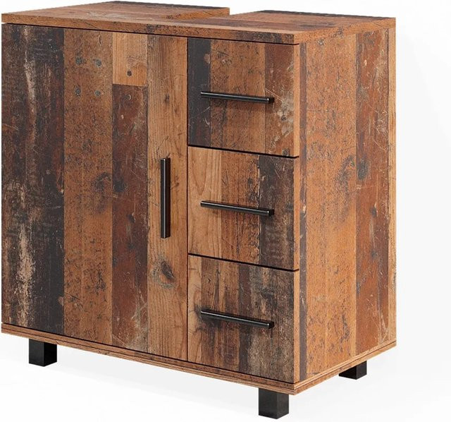 Vicco Waschtischunterschrank Ilias Old Style in Eiche Braun mit 1 Tür und 3 Schubladen, B/T/H: 60 x 61 x 61 cm - Bild 2