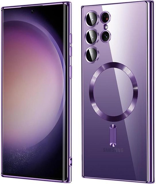 Stoßfeste Samsung Galaxy Hülle mit magnetischer weicher Beschichtung in Transparent und Purple - Bild 1
