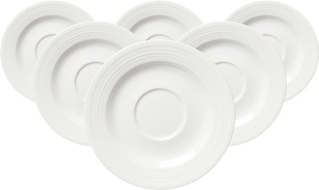 Ritzenhoff & Breker Kaffeeuntertassen Levi aus Porzellan, Weiß, 6er Set, Durchmesser: 15,5 cm - Bild 1