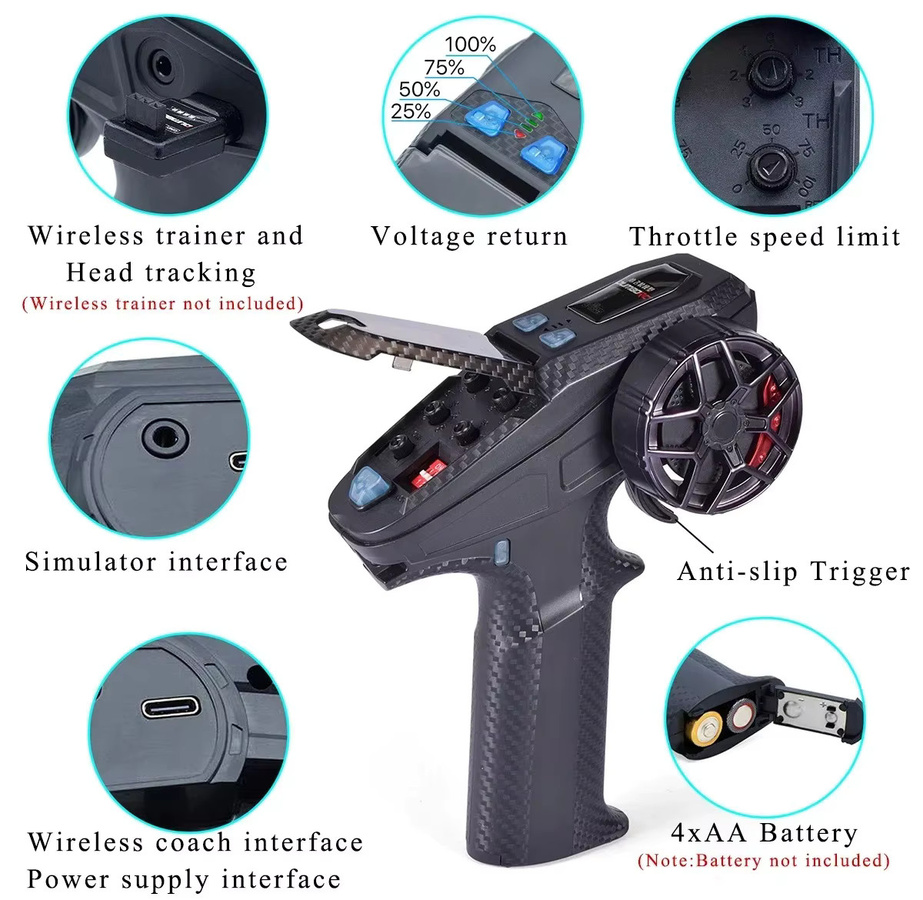 DUMBORC X6PM-350 2,4G 6CH RC-Sender, Fernbedienung für RC-Auto Boot Panzer Modell Spielzeug - Bild 4