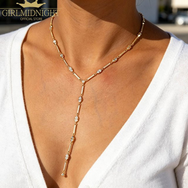 GIRLMIDNIGHT Lariat Halskette, Zirkonia, Gold, Damen - Bild 1