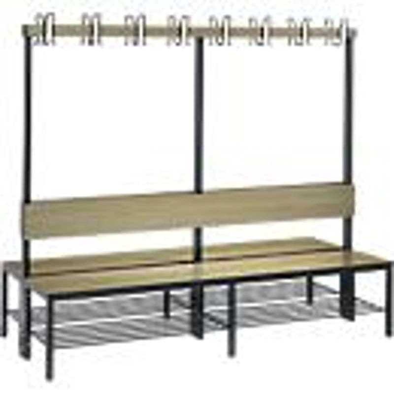 C+P Garderobenbank Basic Plus doppelseitig mit Rückenlehne und Schuhrost, Dekor Eiche Sereno, Gestell Schwarzgrau, H: 165,0 cm, B: 196,0 cm, T: 76,0 cm - Bild 2