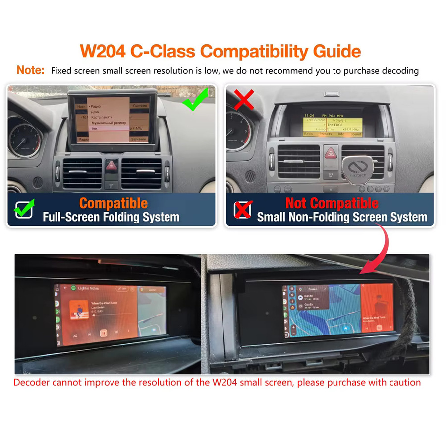 UTOTOP Kabelloser Apple CarPlay und Android Auto Decoder für Mercedes-Benz C-Klasse W204, E-Klasse W212 und GLK X204 mit NTG4.0 Original Bildschirm, Schwarz - Bild 4