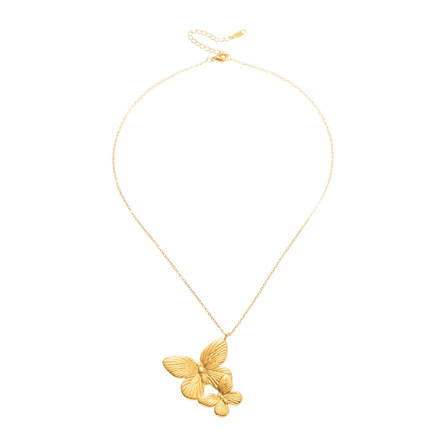 ANENJERY Halskette Schmetterlings-Herz-Anhänger, Edelstahl, Gold, Damen - Bild 2
