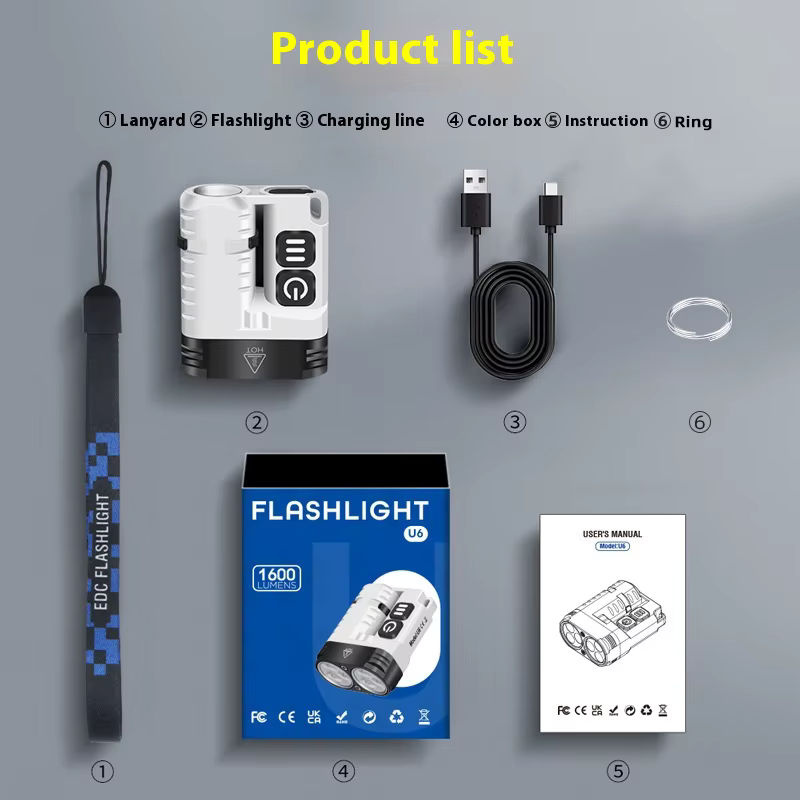 ESMARTER LED EDC Schlüsselanhänger-Arbeitsleuchte mit Clip, Magnet und 10 Beleuchtungsmodi, weiß, wiederaufladbar - Bild 5