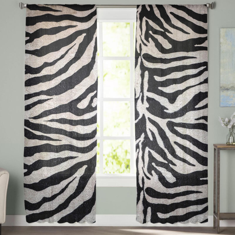 Transparente Zebra-Muster Tüll-Fenstergardine von A Family Of Home Textiles in Schwarz, Breite: 135 cm, Höhe: 160 cm - Bild 6