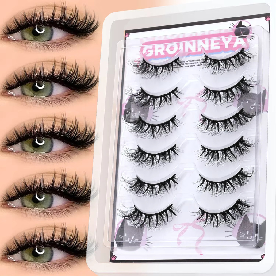 GROINNEYA Wispy Lashes Künstliche Wimpern, Natürlich, Unisex - Bild 3