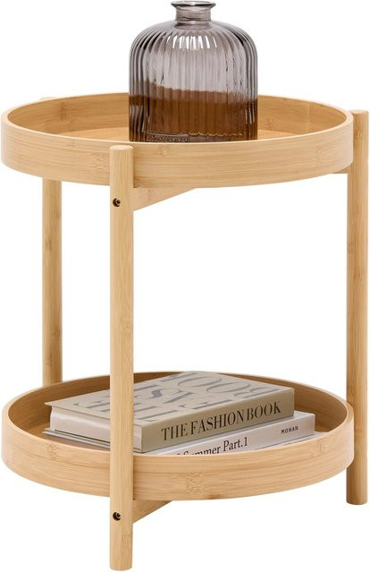 Mömax Beistelltisch Viva aus Bambus in Naturfarben Braun und Beige, Durchmesser: 42,5 cm, Höhe: 47 cm - Bild 1