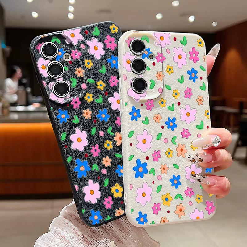 Bunte Blumen Handyhülle für Samsung Galaxy S25 Edge S24 FE S23 Ultra S22 Ultra und weitere Modelle, Soft Phone Cover in Mehrfarbig und Pink - Bild 1