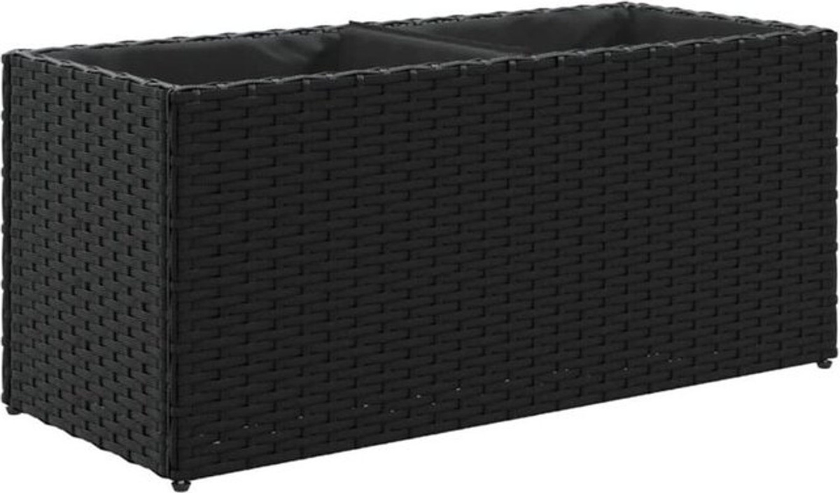 Vidaxl Hochbeet mit 2 Fächern aus Poly Rattan in Schwarz, B/T/H: 72 x 30 x 32 cm - Bild 1