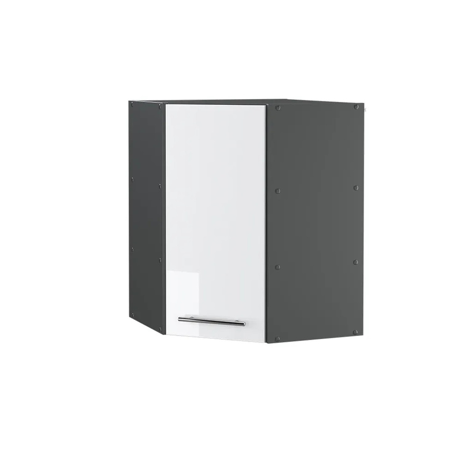 Vicco Eckhängeschrank Fame-Line Küchenschrank Weiß Hochglanz Anthrazit mit Soft-Close-Türen und Regalböden Breite: 57 cm, Tiefe: 24,12 cm, Höhe: 52 cm - Bild 3