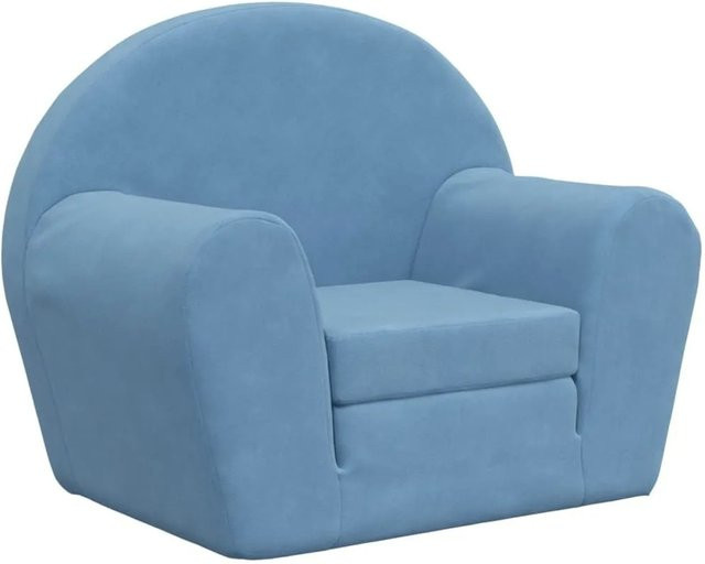 vidaXL Schlafsofa für Kinder in Blau aus weichem Plüsch mit Armlehnen - Bild 1