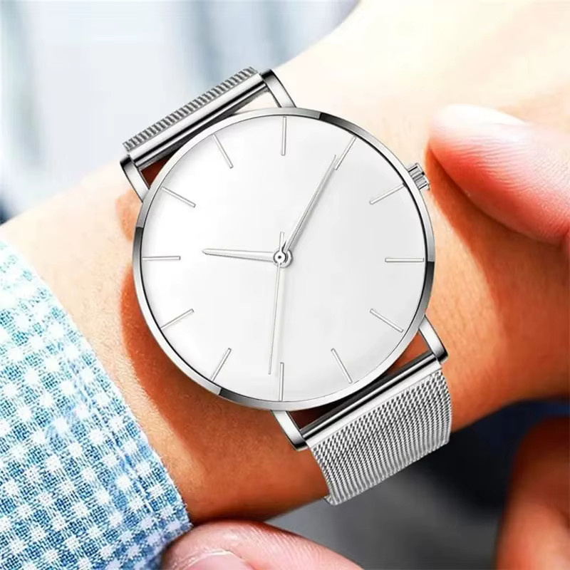 TVK Armbanduhr Quarz, Edelstahl, Milanaise, Weiß, Herren - Bild 3