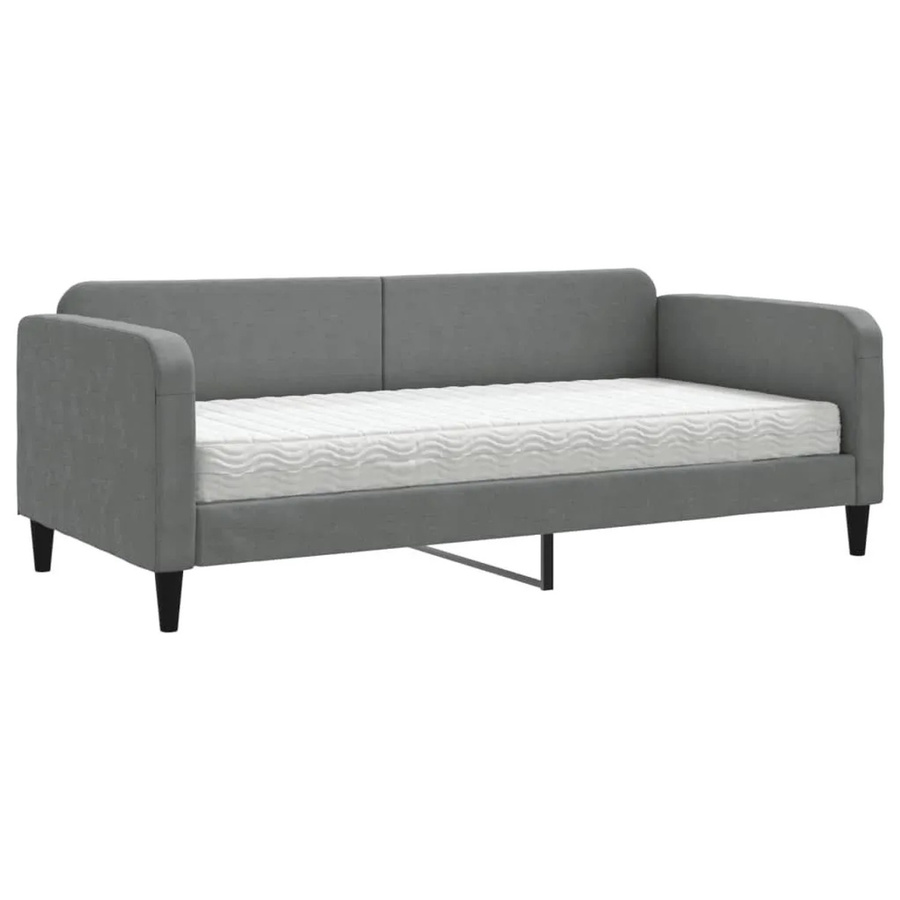 vidaXL Tagesbett mit Matratze Dunkelgrau mit Armlehnen und Schaumstoff B/T/H: 90 x 190 cm - Bild 2