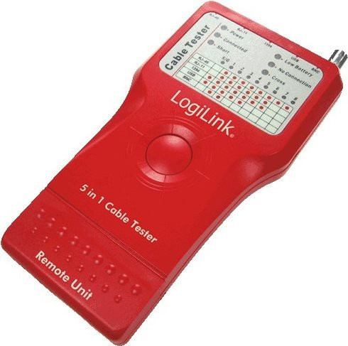 LogiLink Kabeltester 5-in-1 mit Remote Einheit Network Tool Tester Kit in Rot WZ0014 - Bild 1
