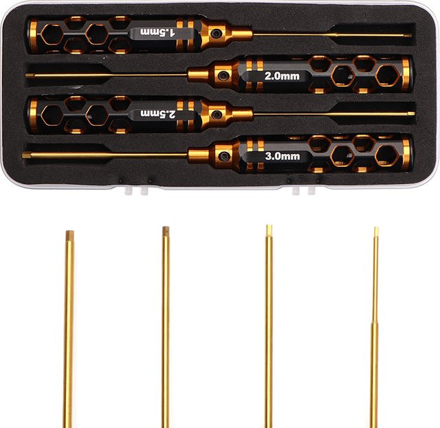 OMAIJIA Sechskantschraubendreher-Set in Gold für RC-Modelle mit 1,5 mm, 2,0 mm, 2,5 mm und 3,0 mm - Bild 1
