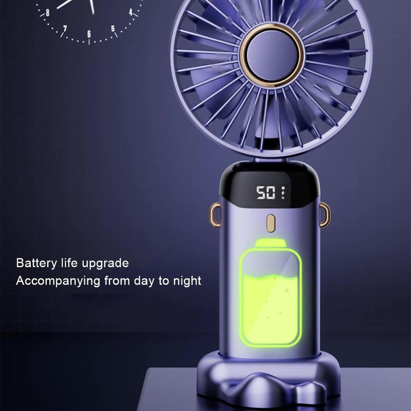 JQIQLY Mini-Handhalsventilator mit LED-Digitalanzeige und 5 einstellbaren Stufen, rosa, wiederaufladbar über USB - Bild 6