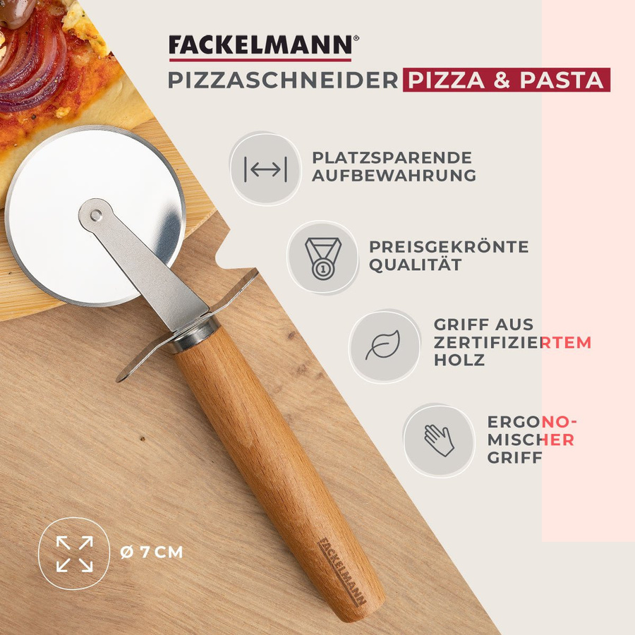 Fackelmann Pizzaschneider FAIR aus Edelstahl und Holz in Silber - Bild 3