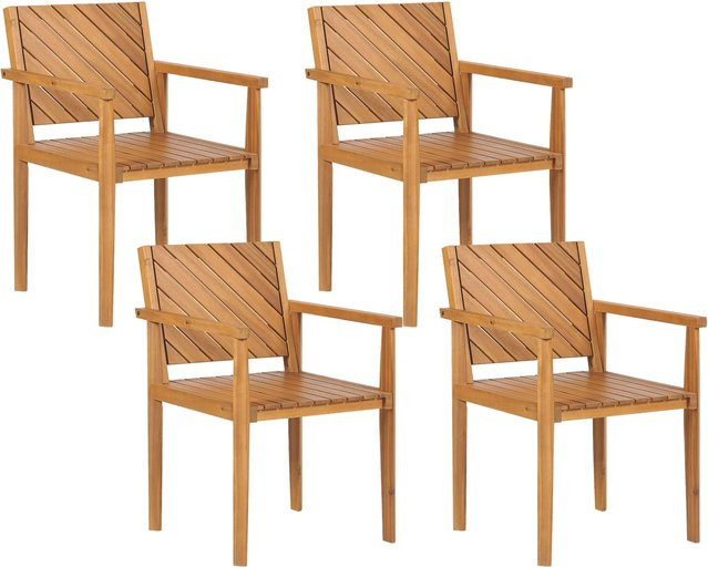 Beliani Gartenstuhl aus Akazienholz in Braun mit Armlehnen, B/T/H: 40 x 55 x 82 cm - Bild 1