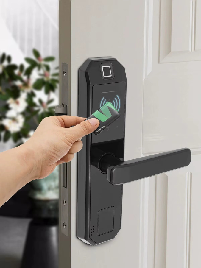 Intelligentes Fingerabdruck-Türschloss mit Tastatur und Touch-Steuerung für Innentüren aus Holz oder Aluminium, Schwarz, bis zu 200 Benutzer - Bild 7
