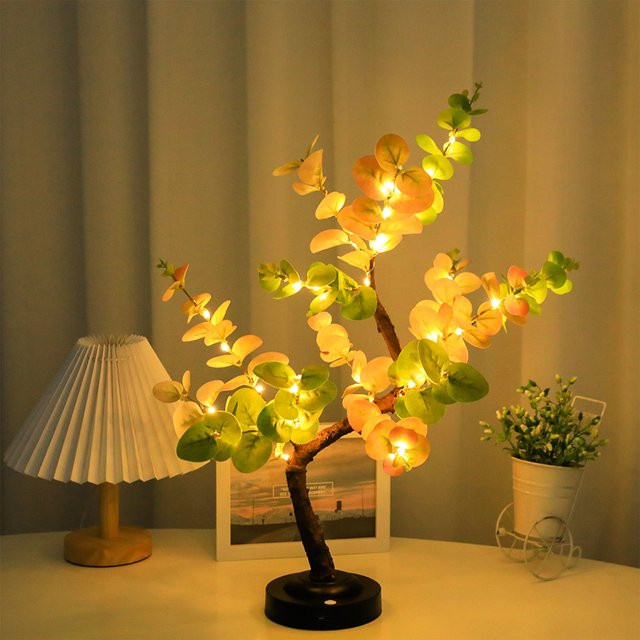 SHENZHITECH LED Bonsai Tischleuchte in Grün mit verstellbaren Zweigen und warmweißem Licht für Schlafzimmer und Home Office - Bild 1