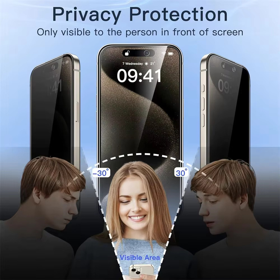 Privatsphäre Displayschutzfolie aus Glas für Samsung Galaxy S25 S24 Ultra S23 FE S22 Plus A56 5G A55 A07 A26 A36 A54 A73 A17 A53 Anti-Spy Schutzfolie Transparent - Bild 3