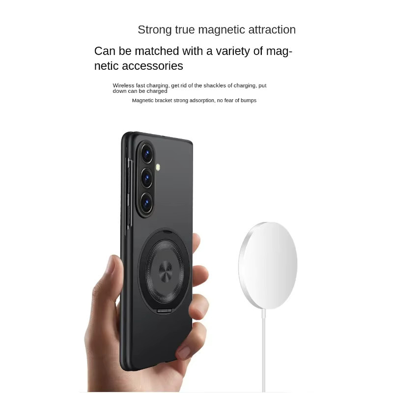 Busine Magnetische Stoßfeste Schutzhülle für Samsung Galaxy Z Fold 8 7 6 5 4 3 mit Drehbaren Metallhalter und Befestigungsring in Schwarz - Bild 5