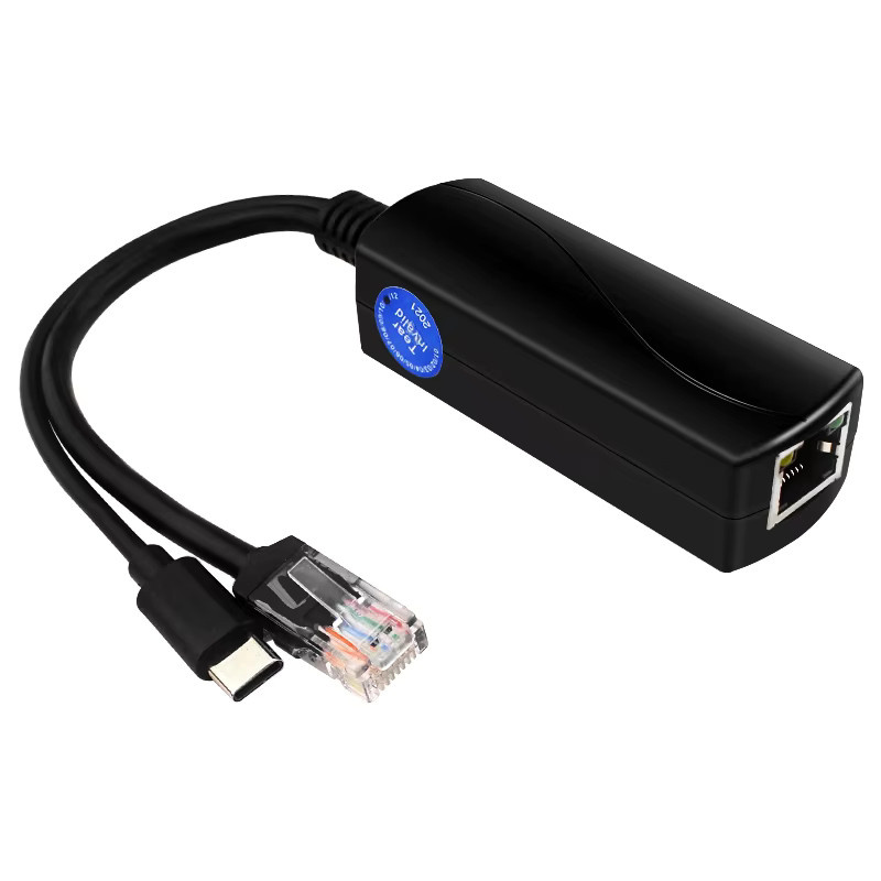 SHCHV PoE Splitter Gigabit Ethernet 10/100/1000MB IEEE 802.3 af/at Typ-C für Raspberry Pi 5, Schwarz - Bild 2