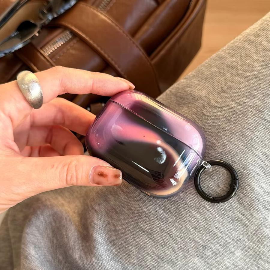 Stoßfeste AirPods Schutzhülle mit Haken in Lila-Schwarz Farbverlauf für AirPods 1, 2, 3, 4 und Pro 2 - Bild 4