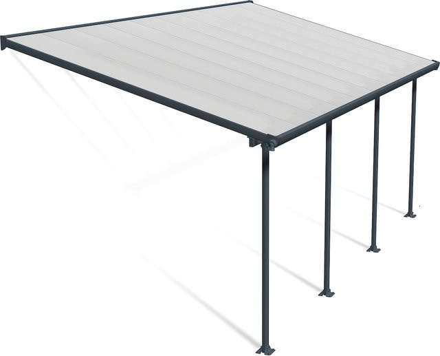 Palram Canopia Feria Terrassenüberdachung Anthrazit doppelverglast mit integrierten Regenrinnen, B: 610 cm, T: 295 cm, H: 260-305 cm - Bild 3