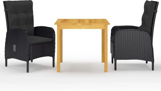 vidaXL 3-tlg Garten-Essgruppe Modell 63 aus Akazien-Massivholz in Schwarz - Bild 1